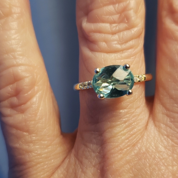 Sterling 925 silver and blue topaz ring - Picture 1 of 4